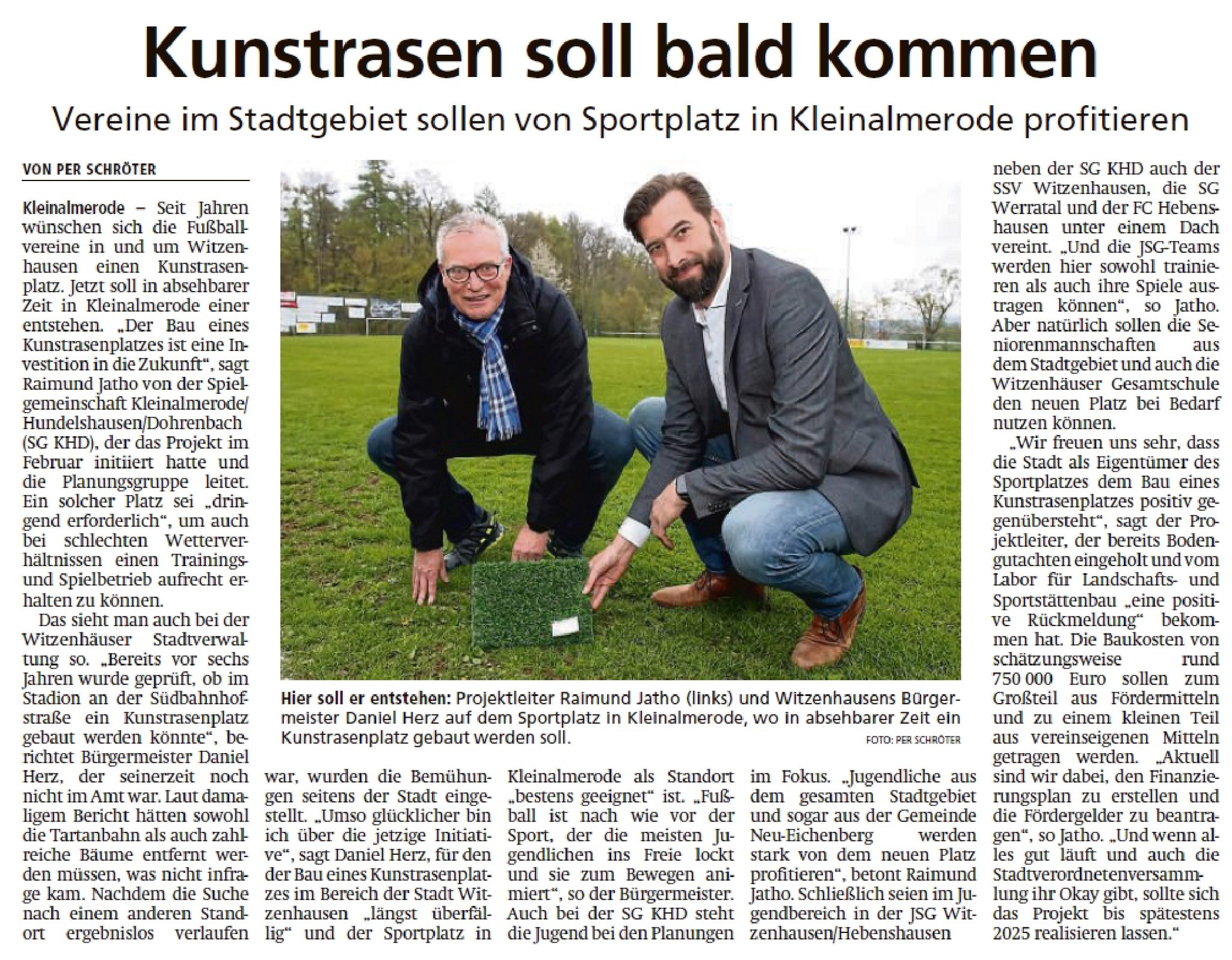 Read more about the article +++ Kunstrasenplatz bald in Kleinalmerode +++
