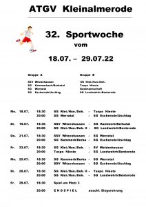 Read more about the article +++ 32. Sportwoche Kleinalmerode +++